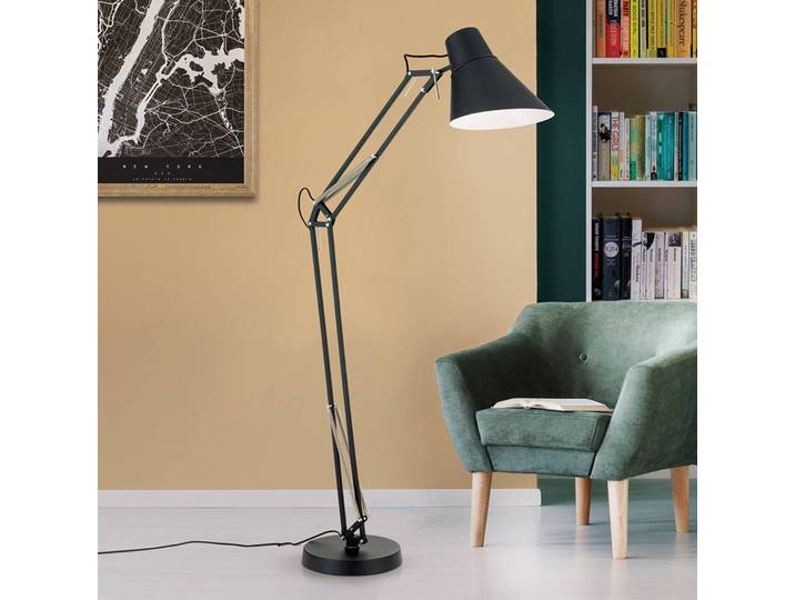 ORION Stehlampe Bachelor, schwarz, für Wohn- / Esszimmer, Metall, Modern, Stehlampe