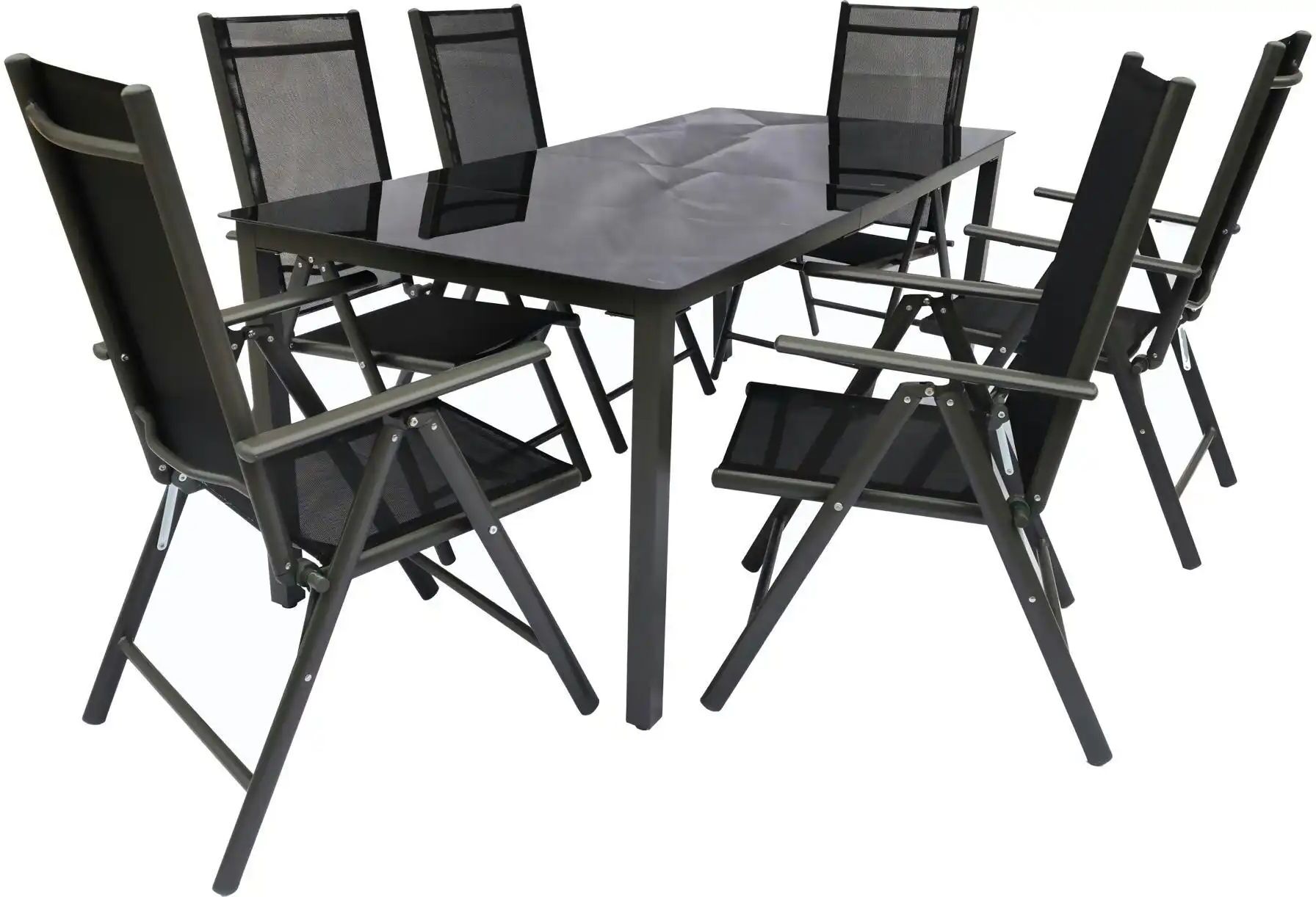 Höffner Gartenmöbel 7er-Set   ¦ schwarz ¦ Maße (cm): B: 190 H: 73