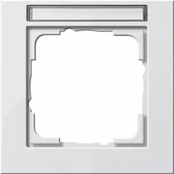 Gira E2 Rahmen, 1f, reinweiß, glänzend, horizontal, Textfeld/Beschriftungsfläche, Kunststoff, Unterputzmontage, 109129