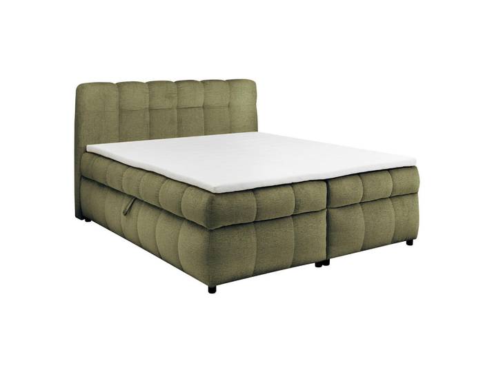 Esposa Boxbett, Grün, Kunststoff, H2, 180x200 cm, gepolstertes Kopfteil, Topper durchgehend, Matratze geteilt, Schlafzimmer, Betten, Doppelbetten