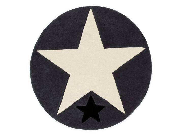Kinderteppich Rock Star, Grau, Weiß, Stern, rundes Vertrauen - Oeko-Tex®, für Fußbodenheizung geeignet, Teppiche und Böden, Teppiche, Runde Teppiche