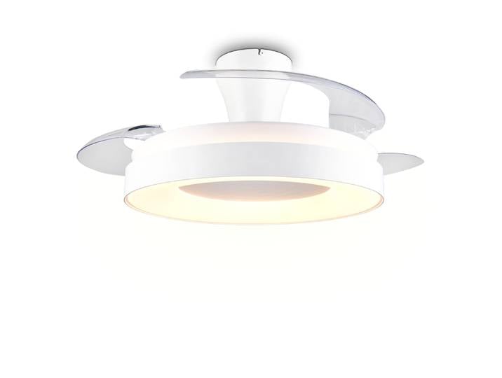 Trio Lighting Ventilateur De Plafond Avec Lumière Led 32w Vansbro Blanc Dc À Pales Rétractables 4000lm Cct 2700-6500k Ø106cm Pour Intérieur