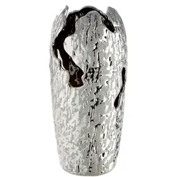 GILDE Vase Crepa Keramik H=27cm - silber