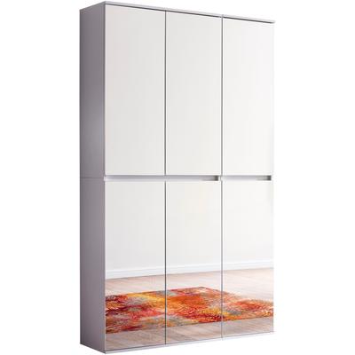 Garderoben-Set HOME AFFAIRE "Malcesine", weiß, B:111cm H:191cm T:34cm, Glas, Holzwerkstoff, Kastenmöbel-Sets, Garderobenschrank Kleiderschrank, 2 Mehrzweckschränke mit Spiegelglasfronten - (B/T/H) 111/34/191 cm