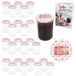 25er Set Sturzglas 435ml Einmachglas Mit Liebe gemacht Deckel DiamantZucker-Heft