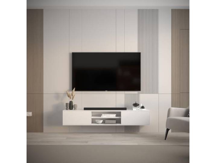 brandloop TV-Lowboard hängend, schwebendes TV-Board für Wandmontage, moderner Fernsehtisch mit offenen Fächern, TV-Hängeschrank fürs Wohnzimmer