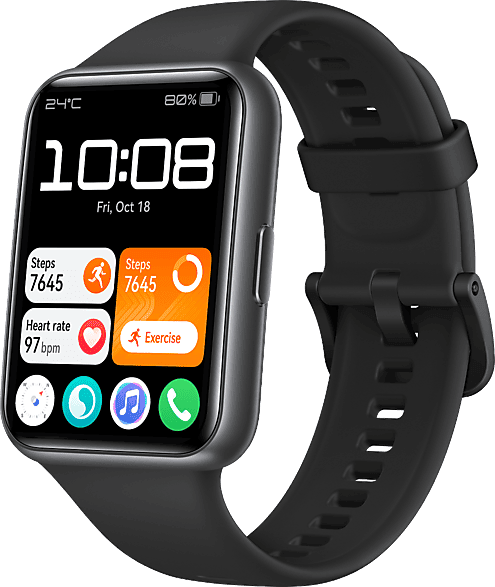 Smartwatch - Huawei Watch Fit 2, Batería hasta 10 días, 130 210 mm, Polímero, Negro