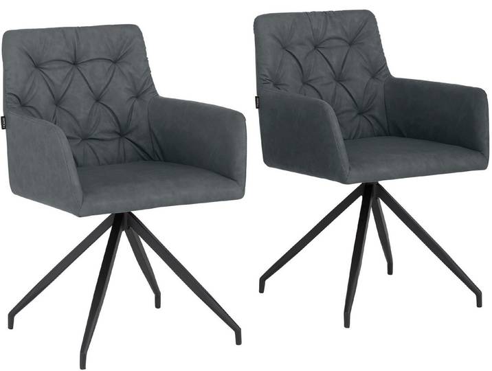 loft24 Esszimmerstuhl Aashay (Set, 2 St), Stuhl Set, Armlehnstuhl drehbar, modernes Design, Lederoptik