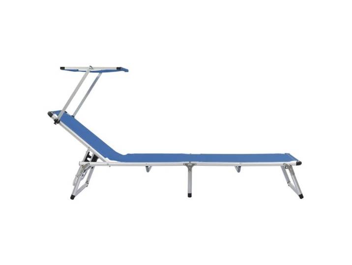 Transat ergonomique résistant aux intempéries pliable avec toit Aluminium et textilène Bleu - (186x58x25.5 cm) 86n346