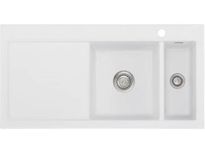 Flächenbündige Spüle MERA 100 F in SATIN Becken rechts - Handbetätigung