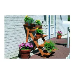 Pflanztreppe Milass Grau 50 x 60 x 56 cm - aus Kiefer/Fichte - Blumentreppe für Terrassen - Pflanzenregal für Blumen im Garten
