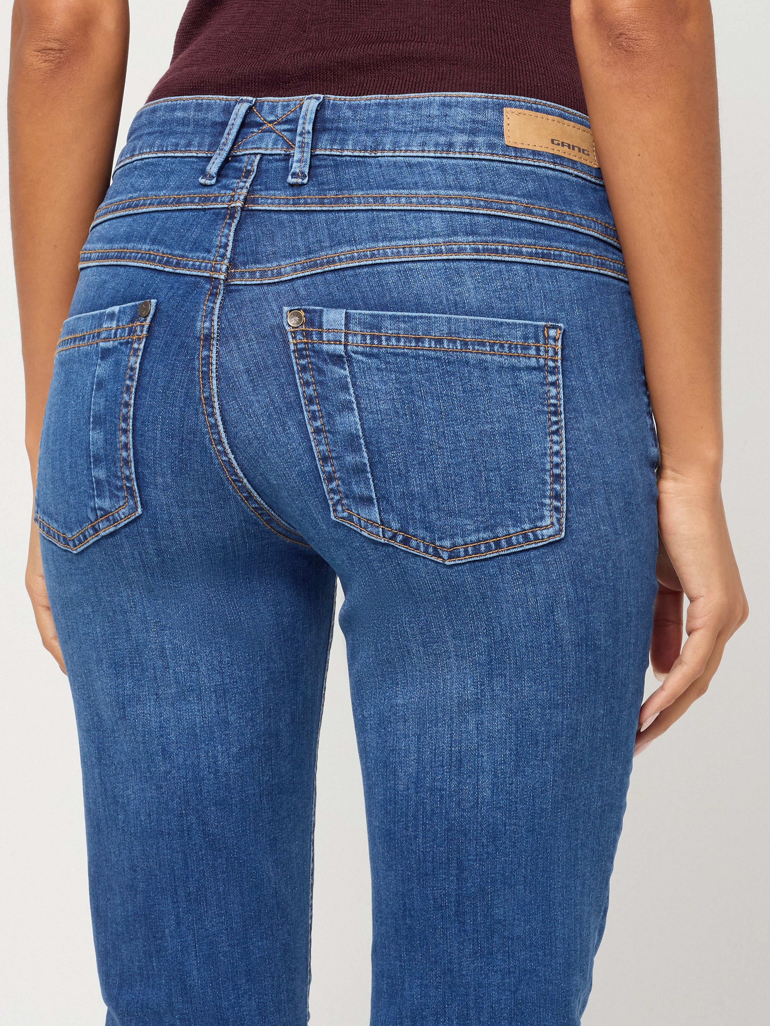 Bootcut-Jeans GANG "94MEDINA BOOTCUT", Damen, Gr. 29, Länge 34, blau (vintage blau), Denim/Jeans, Obermaterial: 98% Baumwolle, 2% Elasthan, ausgestellt lang, Jeans Bootcut-Jeans