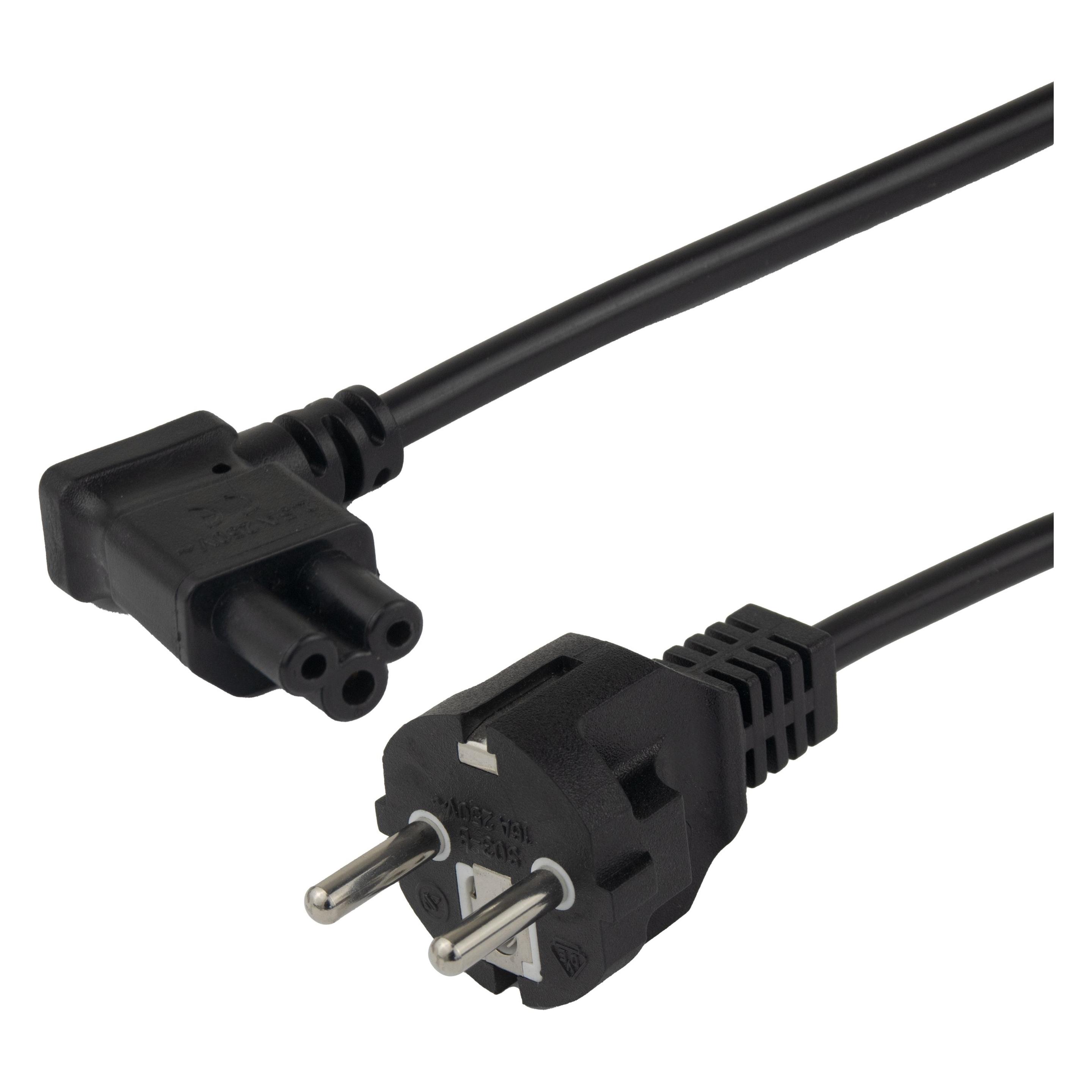 Deltaco Device Cable, straight CEE 7/7 - left angle IEC C5, 5,0m (5 m) (DEL-120-5)