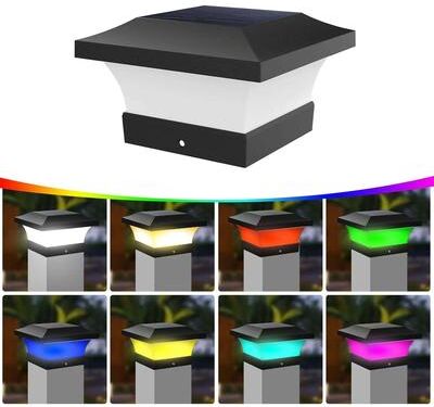 Uplift Picks Solar Post Cap Lights For Warm Cool Waterproof Garden Deck Illumination rgb 1 Pc