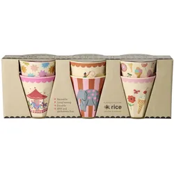 RICE Kleine Kinder Becher Fun Fair - 6er Pack, 6 x 160 ml, pink