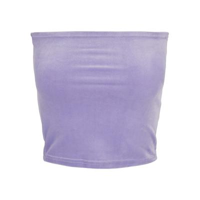 Sport-BH URBAN CLASSICS "Urban Classics Damen Ladies Short Velvet Tube Top", Damen, Gr. L, Cup 0, lila (lavender), 93% Polyester, 7% Elasthan, BHs Sport-BH