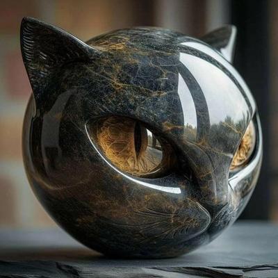 Discount Dollar Deals Decorative Black Cat Stone Figurine, Resin Cat Head Keepsake Gift, Marble Texture Cat Decor For Office Desk Decorative Black Cat Stone Figurine, Resin Cat Head Keepsake Gift, Marble Texture Cat Decor For Office Desk