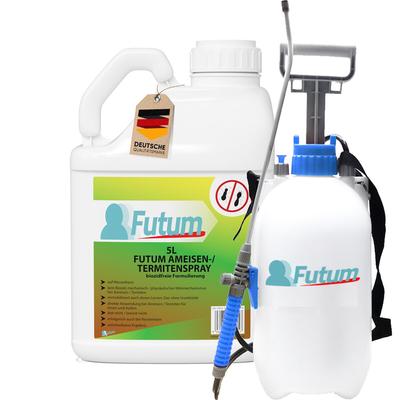 FUTUM 5L Ameisenspray / Termitenspray bekämpft Insekten, Eier, Larven ohne Biozide auf Wasserbasis, Sofortwirkung ohne Flecken + 2L Sprüher