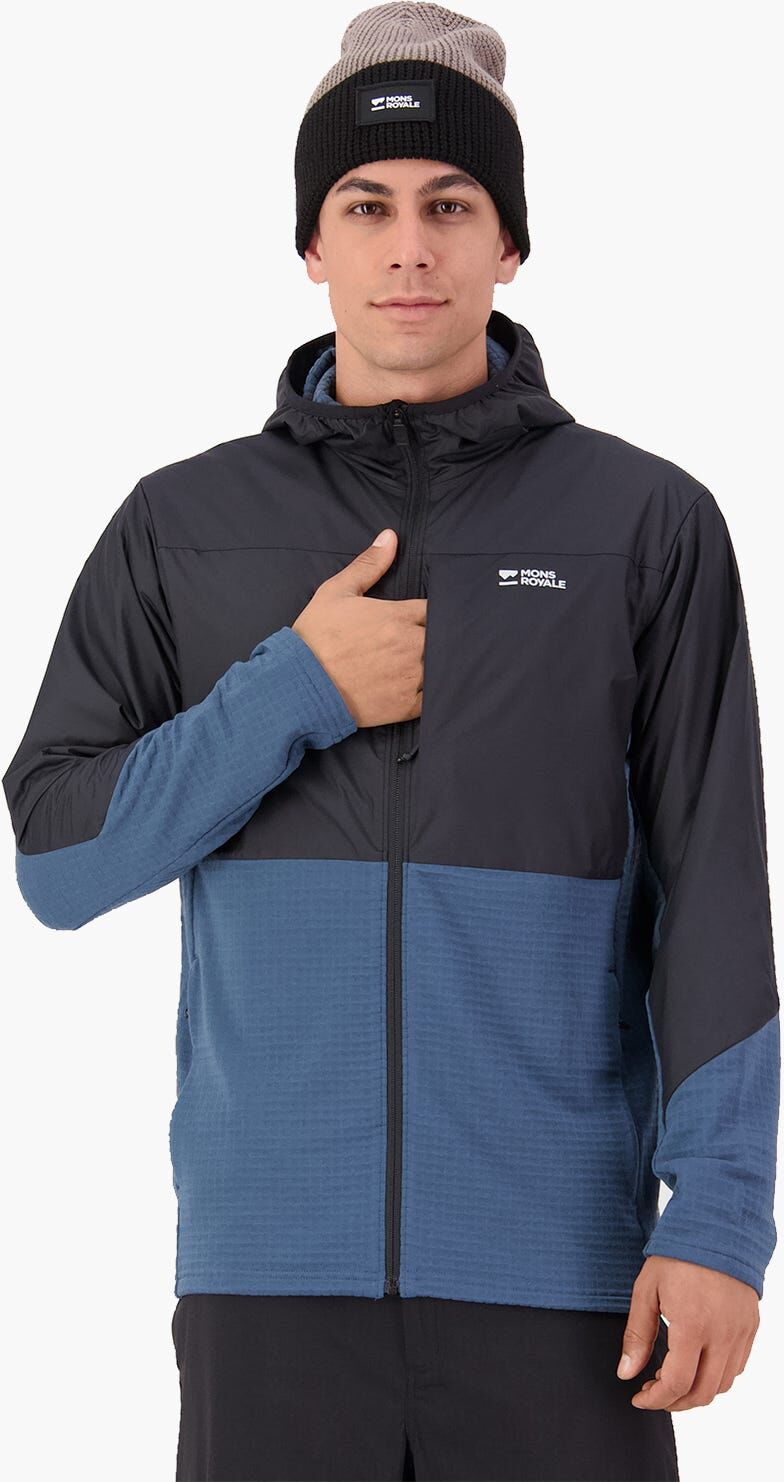 MONS ROYALE MAN OFFGRID FLEECE WIND JACKET ORIAN BLUE BLACK M