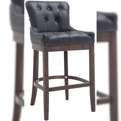 Décoshop26 - Barhocker x1 mit Echtledersitz Echtholz schwarzem Leder 10_0005053 10_0005053