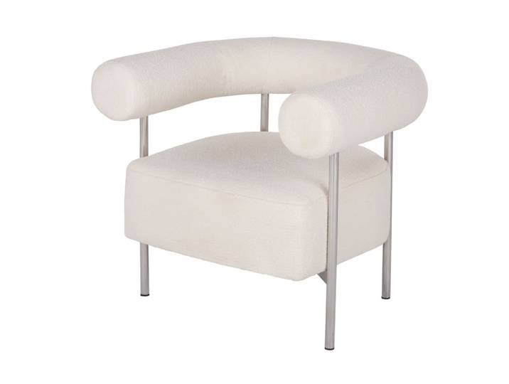 Fauteuil écru et acier chromé