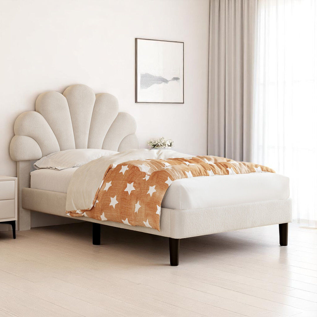 Fairmont Park Adaway Upholstered Velvet Bed Frame Beige Single (107cm x 194cm)