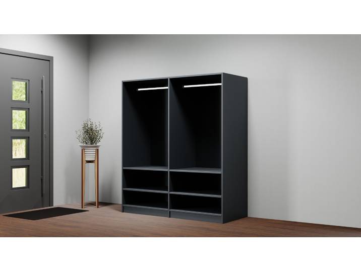 Dressing ouvert avec penderie sur mesure Mélaminé premium Noir