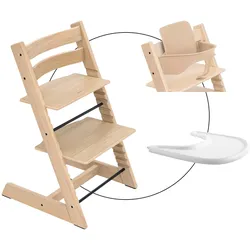Stokke® Tripp Trapp® Bundle Treppenhochstuhl Eiche inkl. Babyset & Tray, natur