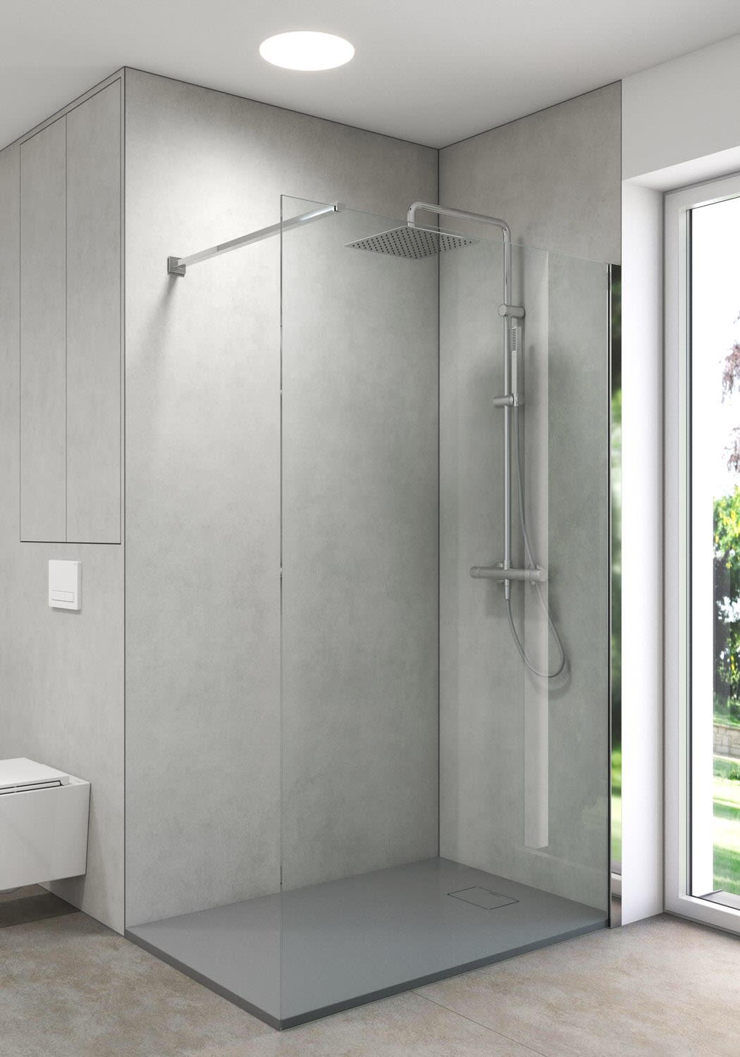 OLTENS Boran (S) Duschsystem mit Aufputz-Thermostat, Stabhandbrause und Kopfbrause eckig