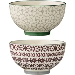 Bloomingville Karine Schale 2er, Steingut, Ø 13,5xH7,5 cm, 2 verschiedene Farben