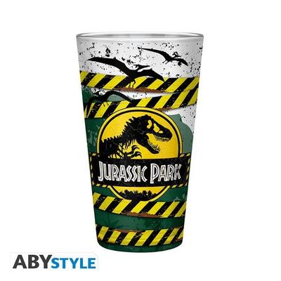 JURASSIC PARK - Large Glass - -Danger High Voltage -