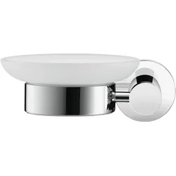 Duravit, Seifenspender + Seifenschale, Seifenhalter D-CODE mit Schale links chrom