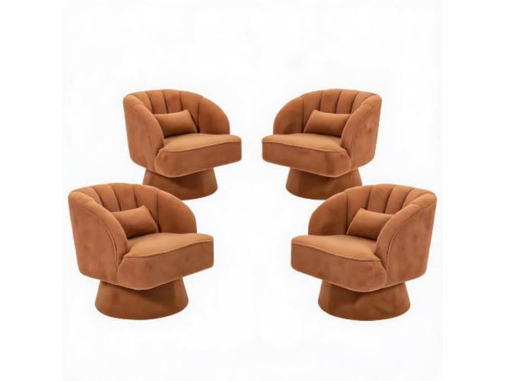 GarveeHome 4PCS Drehbarer Mid-Century Samt-Sessel Halt Bis 136 kg Fass-Design Lounge-Sessel mit gestreifter Rückenlehne, weich gepolstert
