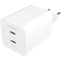 mophie Essentials Power Adapter (50 W, 2 Ports), USB Ladegerät, Weiss