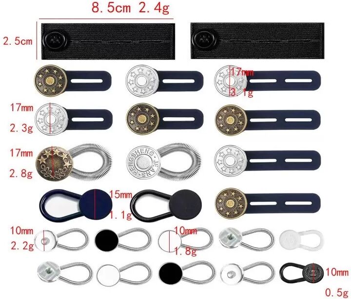 INF Abnehmbares Hosenbund-Verlängerungs-Set (Silikon) - Verstellbare Hosenknöpfe, kompatibel mit Huawei, Samsung, APPLE, Garmin