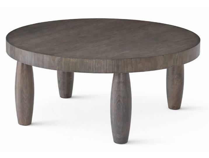JVmoebel Couchtisch Mittlerer Tisch Grau Moderner Stil Holzbeine Holzplatte Runder Tisch, Made in Europa