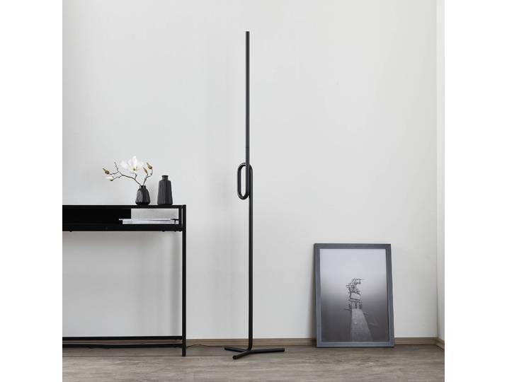 Design vloerlamp Tobia terra, dimbaar, zwart, Woon-/ Eetkamer, Aluminium, Design, vloerlamp