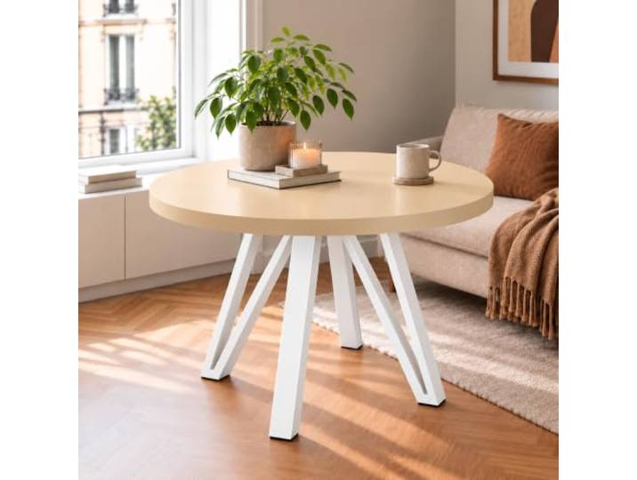DAMALE MÖBEL Runder Esstisch ausziehbar von 100–200 cm mit stabilen Beinen Kaschmir, Runder Tisch, Durchmesser 100–200, Moderner Design, Wohnzimmertisch und Küchentisch, mit Metallbeinen