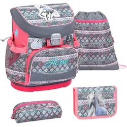 Belmil Mini-Fit ergonomisches Schulranzen-Set 4-teilig - Horse Aruba Blue Koffer24