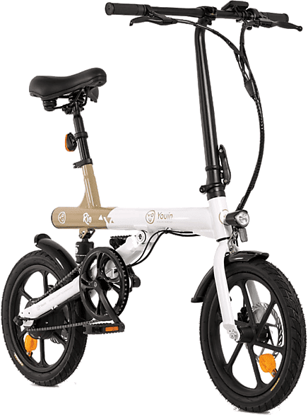Bicicleta eléctrica - Youin Rio, Plegable, 250 W, Hasta 25 km/h, Autonomía 45 km, Blanca