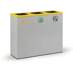 Mülleimer für mülltrennung, Sackständer, grau/gelb, 3x 50 l