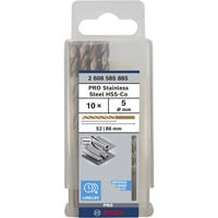 PRO Stainless Steel HSS-Co Spiralbohrer, Ø 5mm Arbeitslänge 52mm, 10 Stück