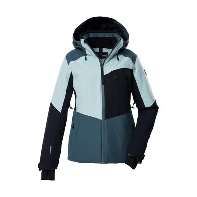 Skijacke KILLTEC "KSW 39 WMN SKI JCKT", Damen, Gr. 42, blau (hellpetrol), Obermaterial: 100% Polyester.Futter: 100% Polyester.Füllung: 100% Polyester, Jacken Skijacke, Wasserdichte Damen Skijacke mit Atmungsaktivität und cleveren Features