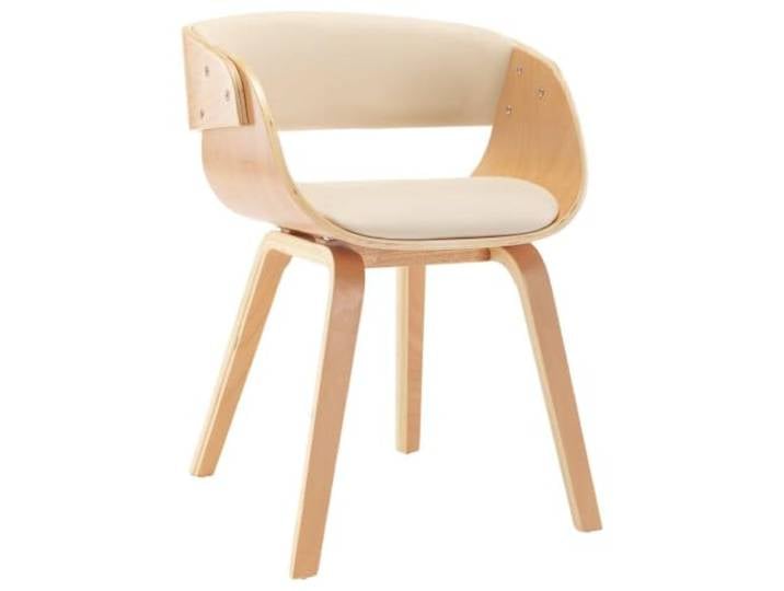 KGHERMDF Esszimmerstuhl Creme Bugholz Kunstleder 1 Stück Massivholzrahmen, Weiche Polsterung, Pflegeleicht, Elegantes Design