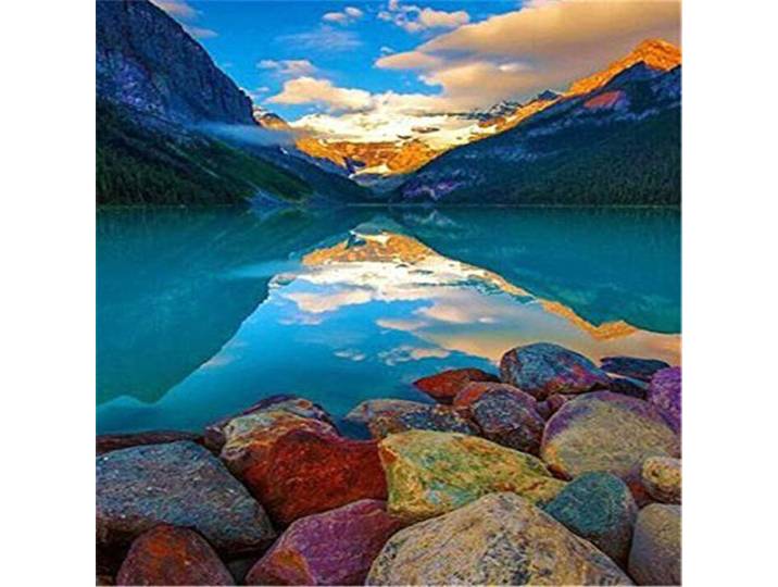 Puzzle 3000 Teile - Jigsaw Puzzle für Erwachsene - Buntes Puzzle 3000 Teile Erwachsene, Motiv: See mit bunten Steinen, 3000 Teile Puzzle, Puzzle Erwachsene 3000 Teile, Puzzel,3000 Puzzle-48.03x31.88