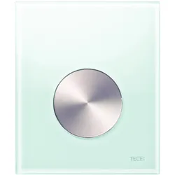 TECEloop Urinal Betätigungsplatte Glas inklusive Kartusche, 9242661, Farbe: Glas weiß, Taste Edelstahloptik rundgebürstet (Anti-Fingerprint)