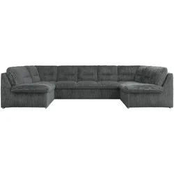 WOHNLANDSCHAFT COMODO U Dunkelgrau Cord