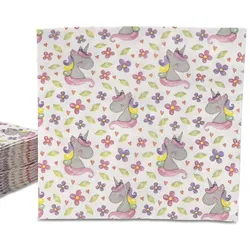ECOFIESTA 240 Stück Servietten Einhorn 33x33cm umweltfreundlich - Saugfähige Party-Servietten Kindergeburtstag - Papier-Servietten stilvoll