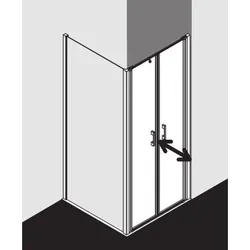 Kermi Liga Pendeltür in Nische LIPTD09018VPK 90x185cm, silber hochglanz, ESG klar Clean, auf Duschwanne