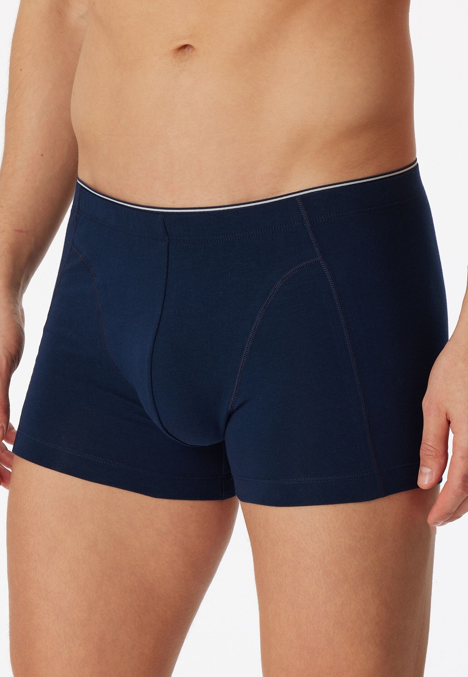 Boxer SCHIESSER "95/5", Herren, Gr. 7, Single Jersey, blau (803, blau), Single Jersey, Obermaterial: 95% Baumwolle, 5% Elasthan, eng, Unterhosen Boxer, mit angenehm weichem, innen liegenden Komfortbund